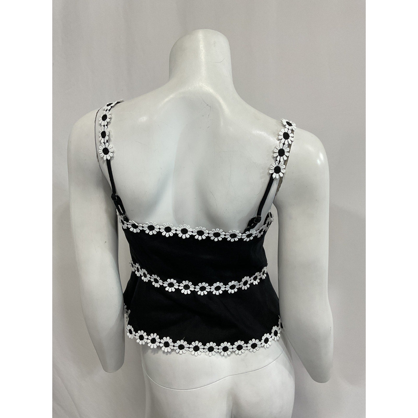 Reformation 'Minna' Black Linen Cropped Top Size 0