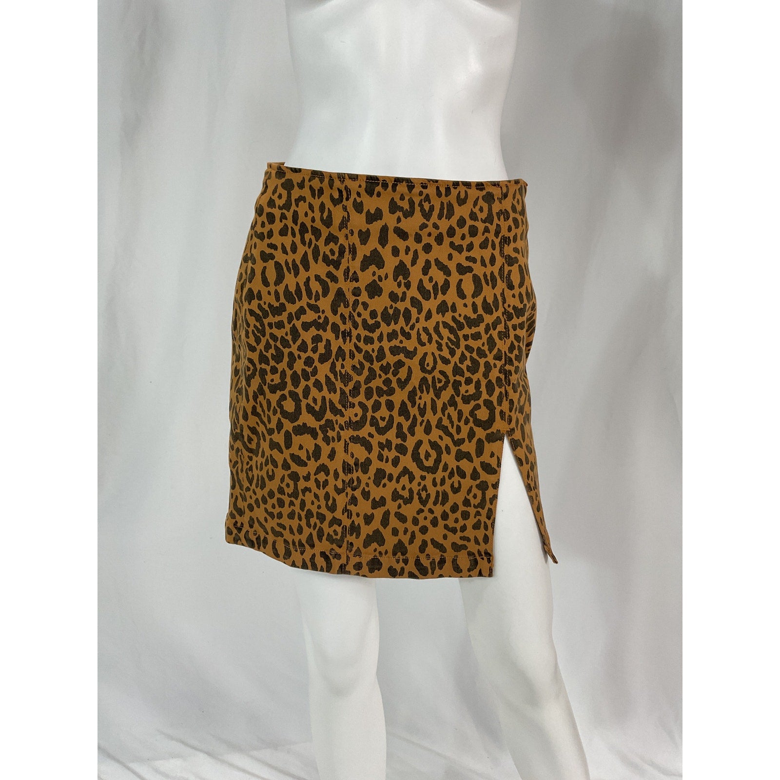 Mother 'The Side Splitter' Brown Denim Mini Skirt Size 28