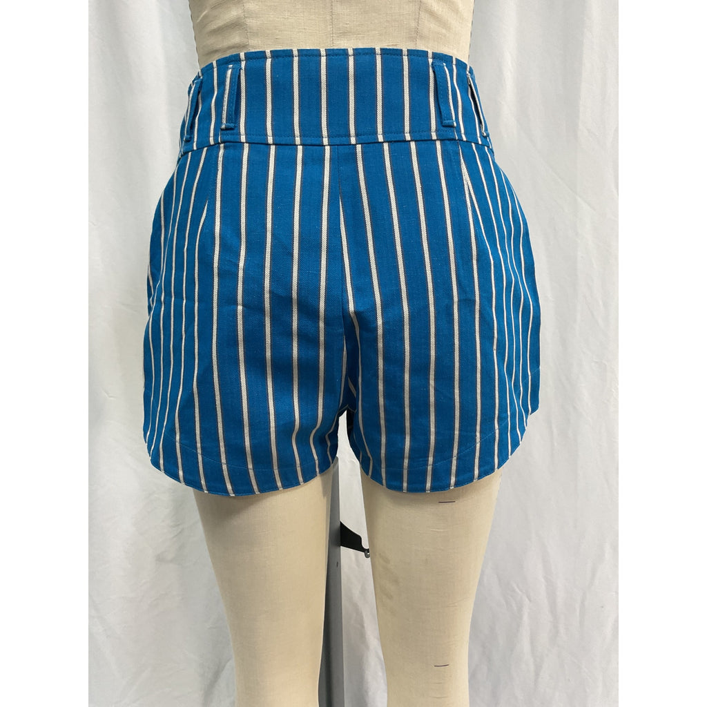 Ciao Lucia 'Paolo' Blue Striped Cotton-Linen Shorts Size 6