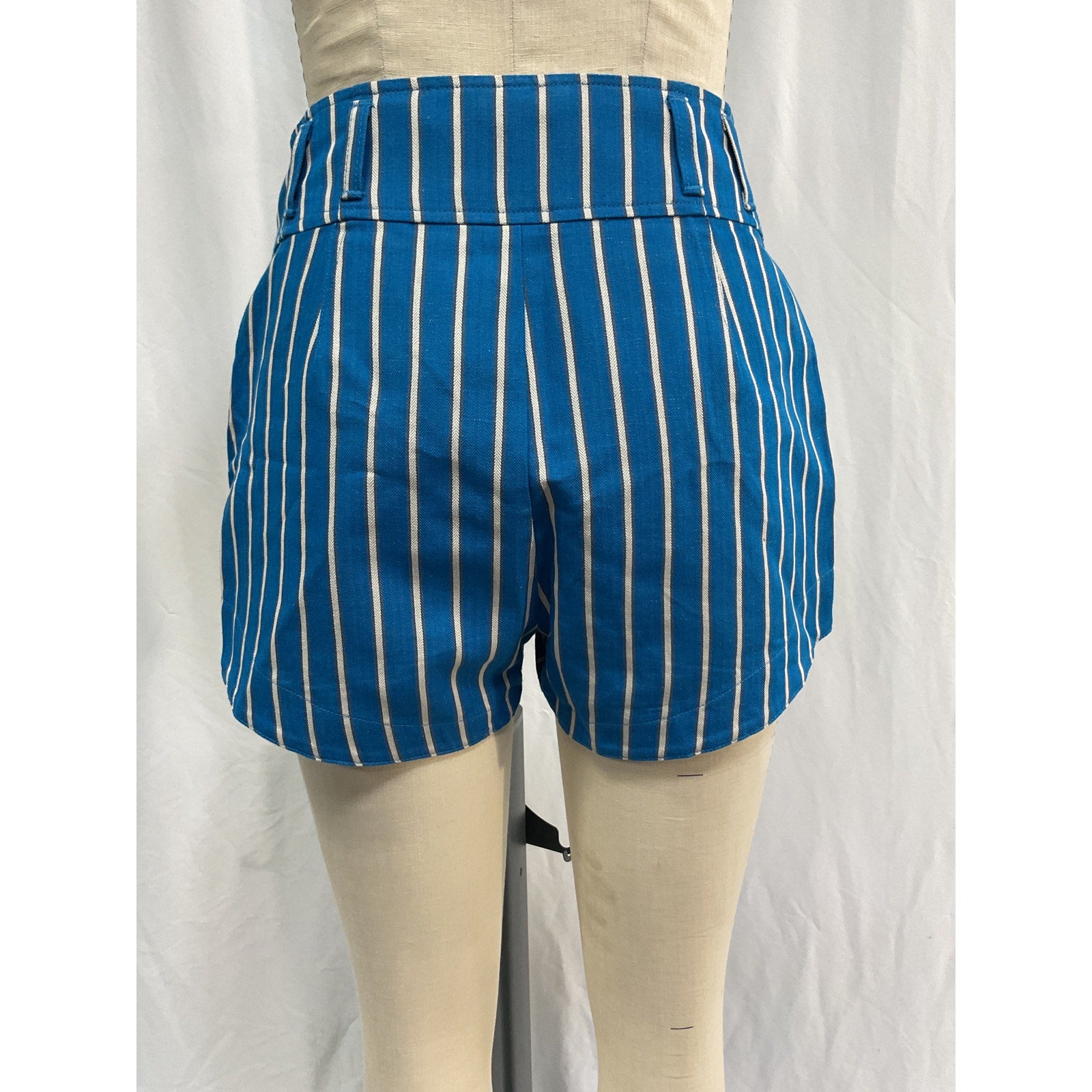Ciao Lucia 'Paolo' Blue Striped Cotton-Linen Shorts Size 6