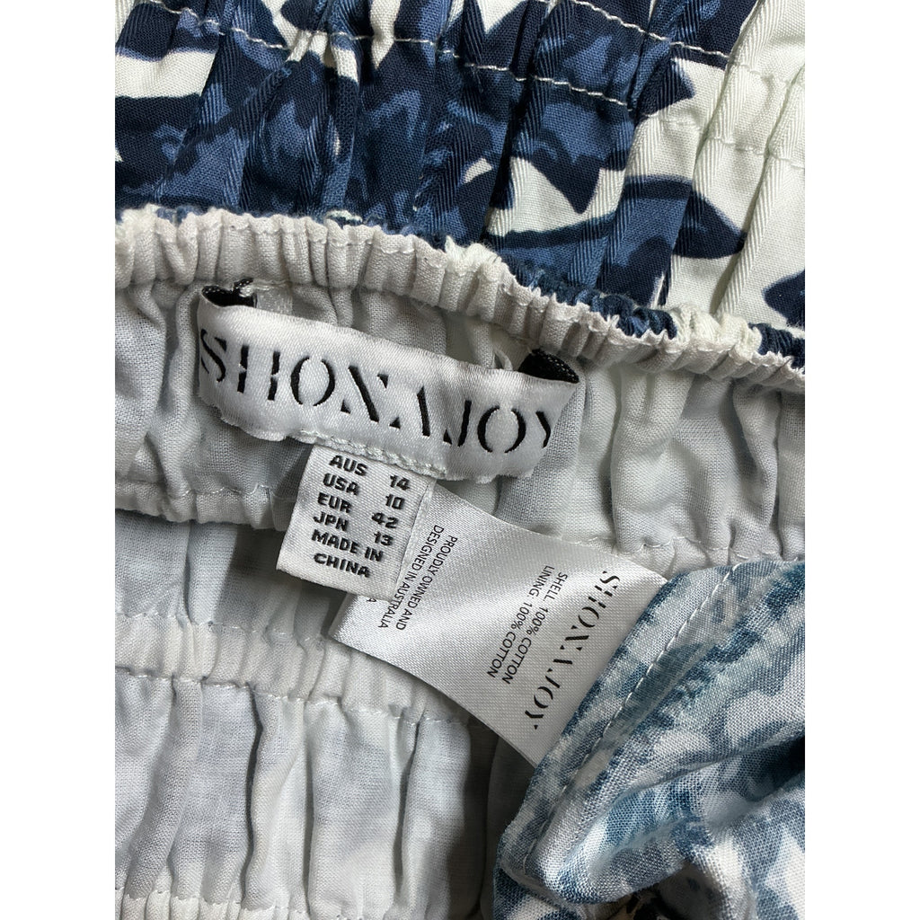 Shona Joy 'Diana' Blue Cotton Shirred Tiered Midi Skirt Size 10