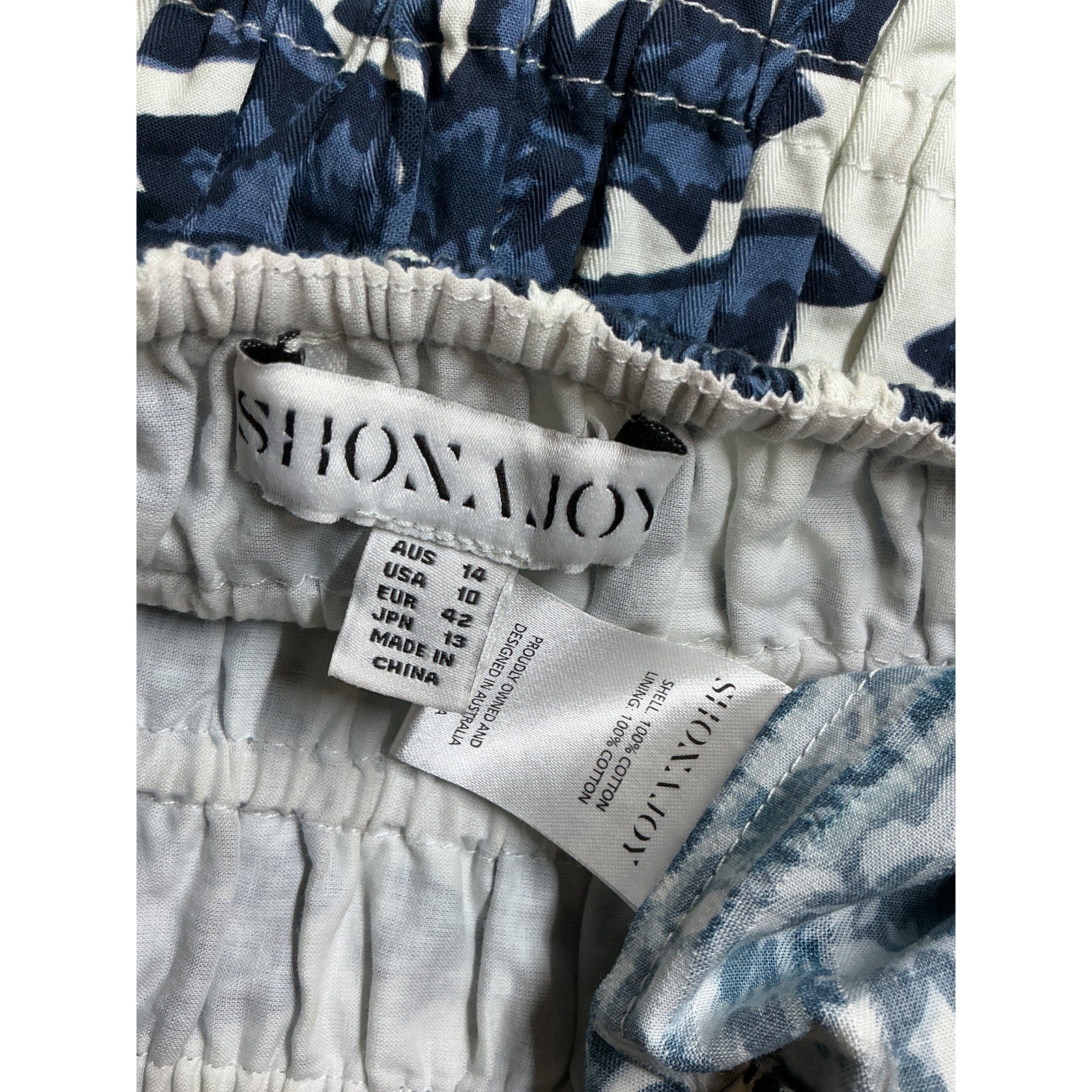Shona Joy 'Diana' Blue Cotton Shirred Tiered Midi Skirt Size 10