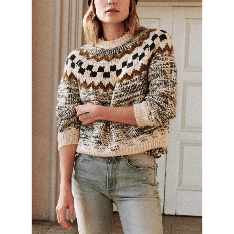 The Great 'The Geo' Tan Check Alpaca-Blend Sweater Size 2