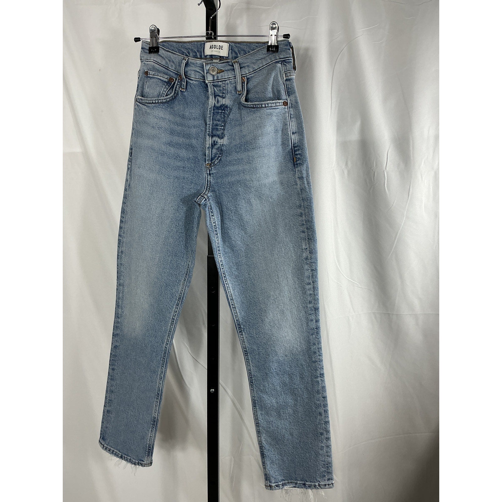 Agolde 'Riley' Blue Cotton High Rise Straight Crop Jean Size 24
