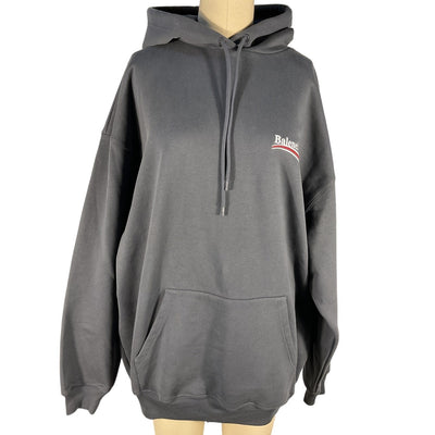 Balenciaga Medium Fit Gray Logo Hoodie Size S