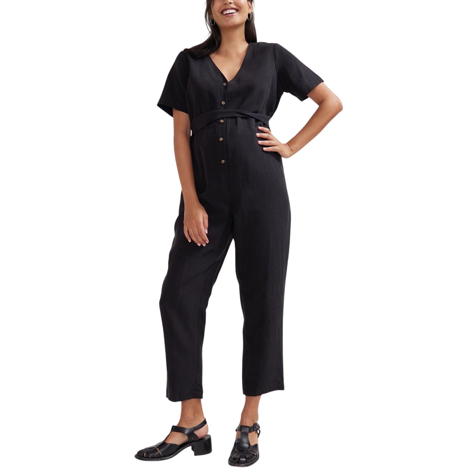 Hatch 'The Noelle' Black Tencel Jumpsuit Size 0