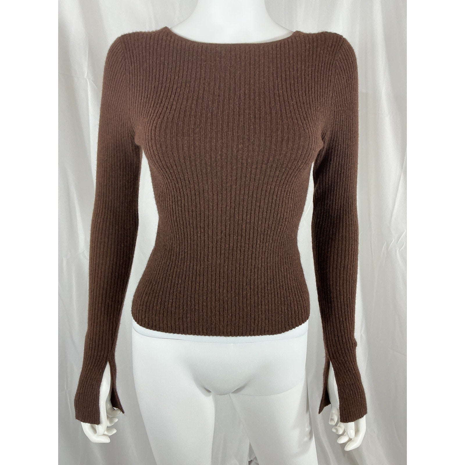 Reformation 'Porta' Brown Cashmere Open Back Sweater Size XS