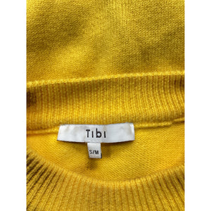 Tibi 'Airy' Yellow Wool Extrafine Wool Circular Origami Pullover Size S / M