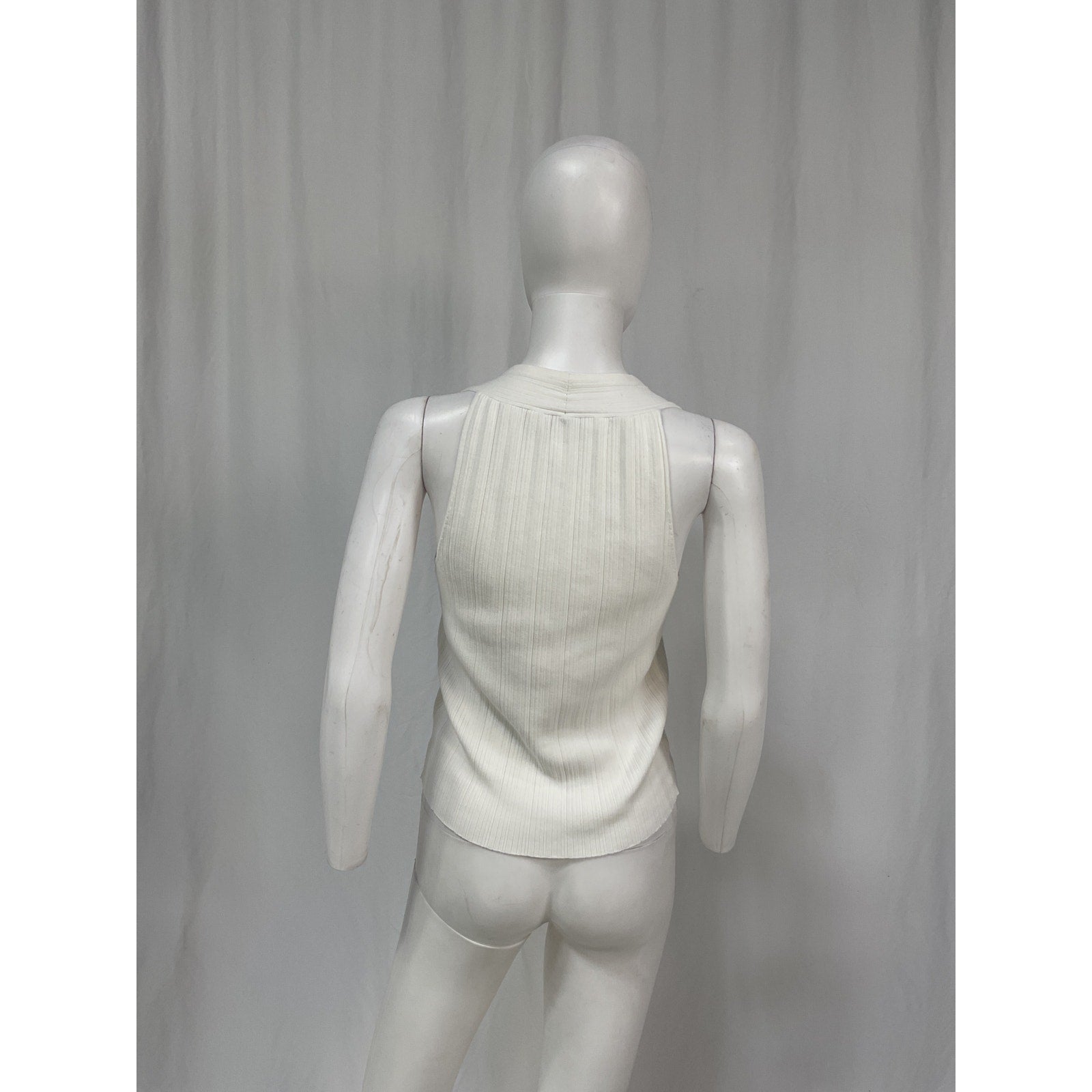 Vince Button White Cotton Tank Top Size S