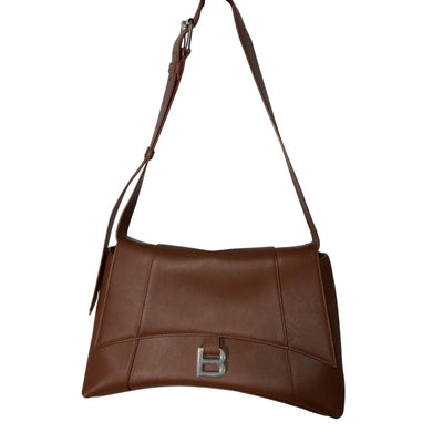Balenciaga Soft Dark Tan Hourglass Shoulder Bag