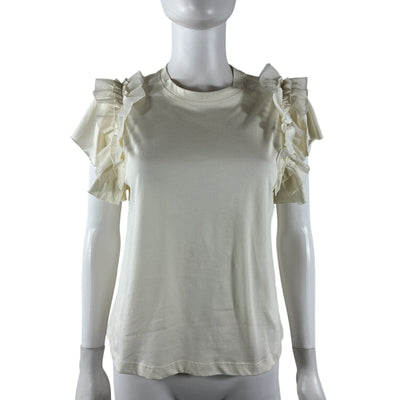 Ulla Johnson Ruffled Ivory Leia Tee Size S