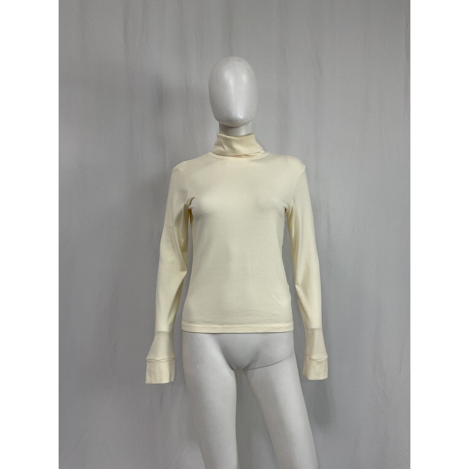 Donni. 'The Baby' White Cotton Rib Turtleneck Size M