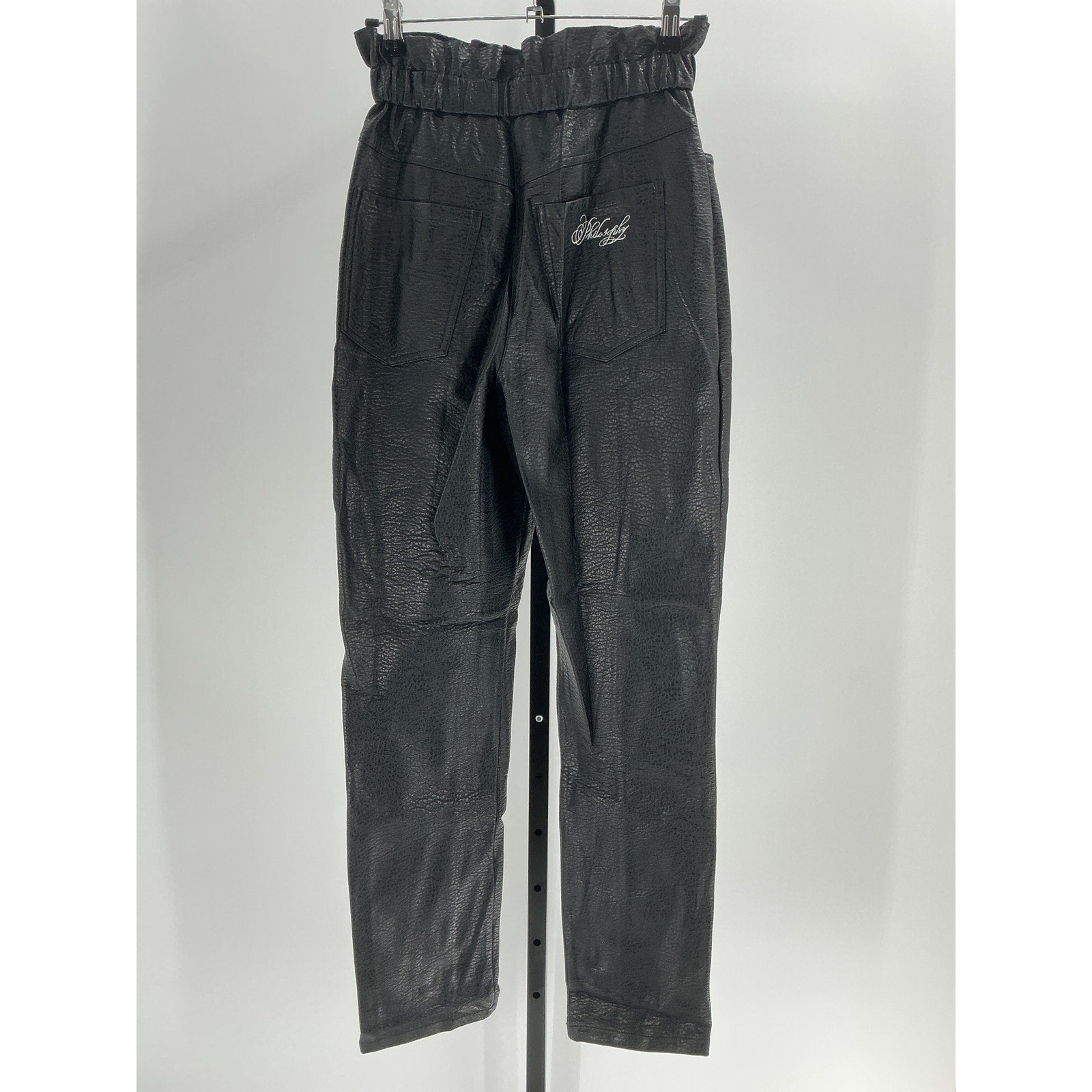 Philosophy Di Lorenzo Serafini Black Faux Textured-Leather Tapered Pants Size 2 - NWT