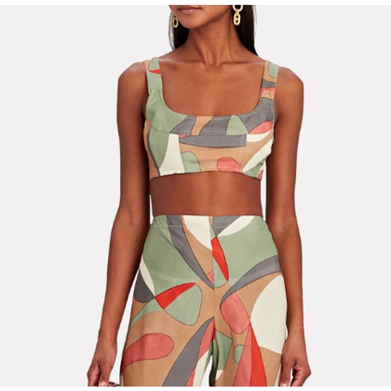 Cult Gaia 'Dylan' Green Silk-Blend Crop Top Size M - NWT