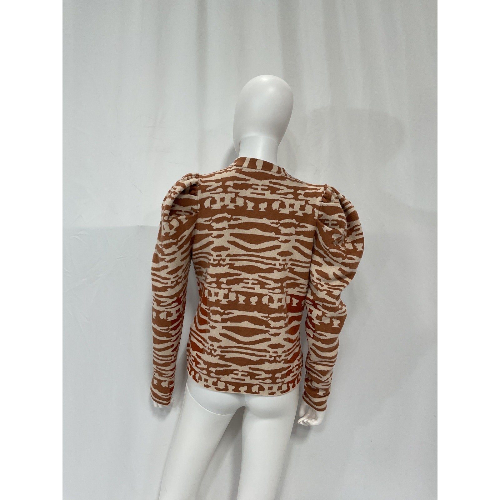 Ulla Johnson 'Rhea' Brown Tiger's Eye Jacquard Cardigan Size S