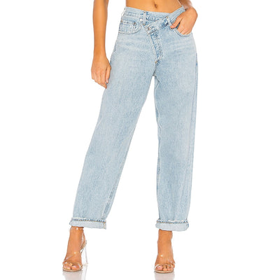 Agolde Asymmetric Blue Criss Cross Upsized Denim Jeans Size 25