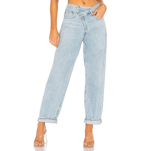 Agolde Asymmetric Blue Criss Cross Upsized Denim Jeans Size 25