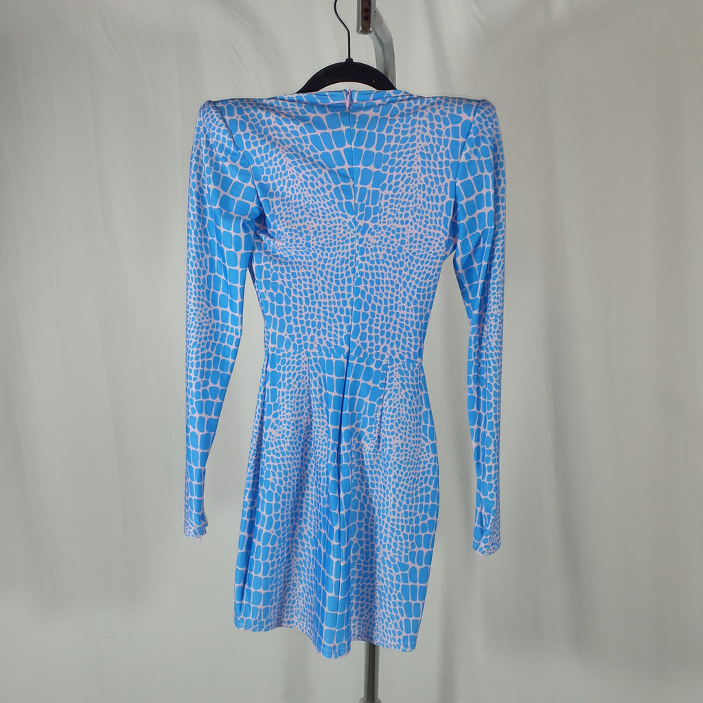 Alex Perry 'Howell' Blue Croc-Print Stretch-Jersey Mini Size XS