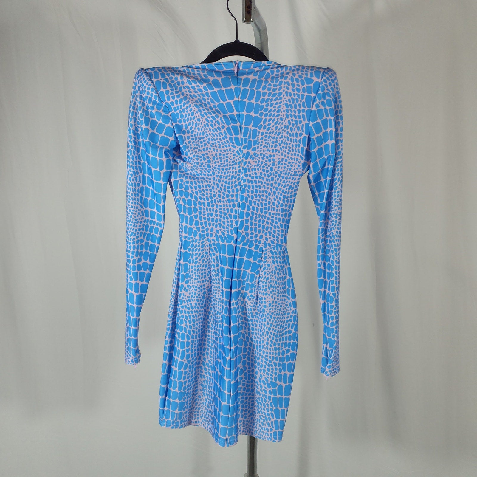 Alex Perry 'Howell' Blue Croc-Print Stretch-Jersey Mini Size XS