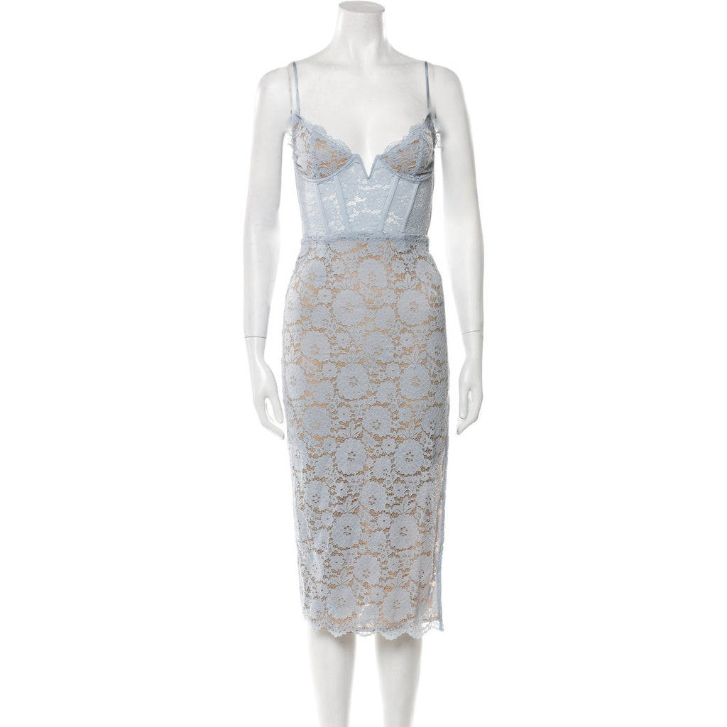 V. Chapman 'Lace' Blue Pattern Midi Length Dress Size 0