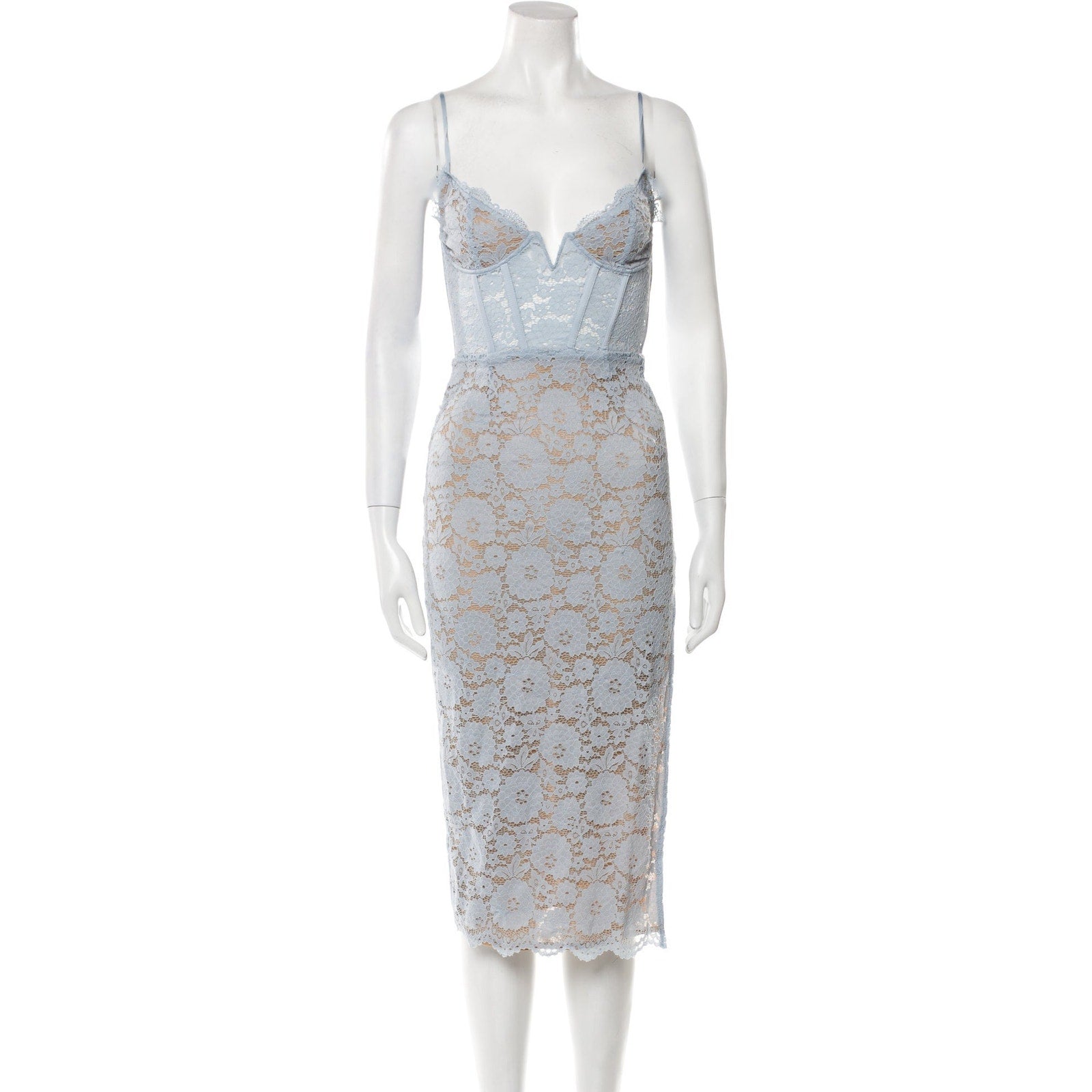 V. Chapman 'Lace' Blue Pattern Midi Length Dress Size 0