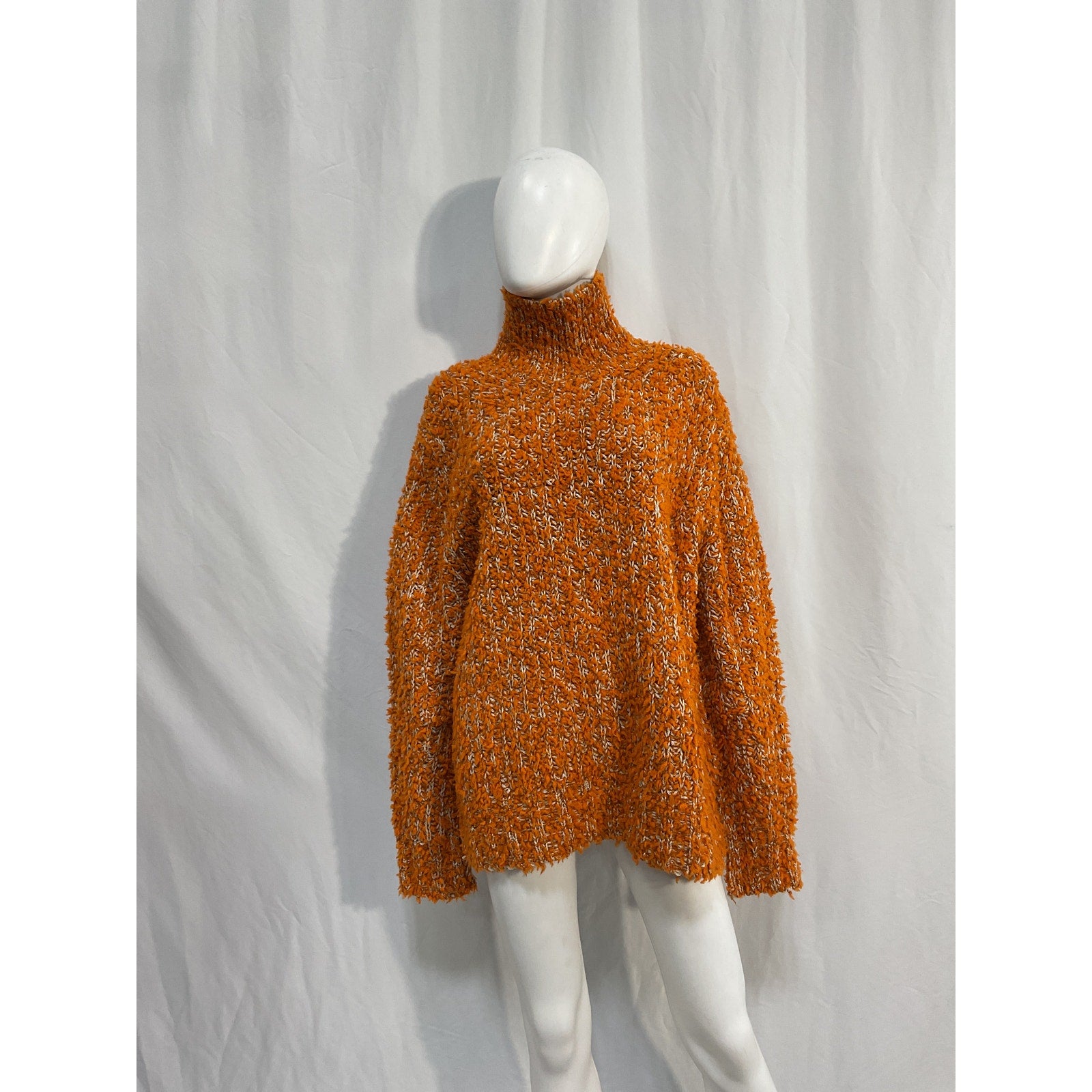 Acne Studios Orange Wool High Neck Tufted Wool Jumper Size L