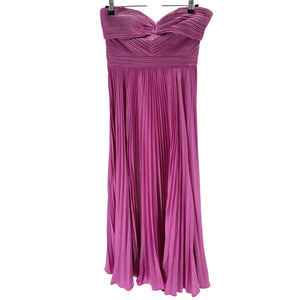 Amur Harden Pink Polyester Pleated Strapless Midi Dress Size 2