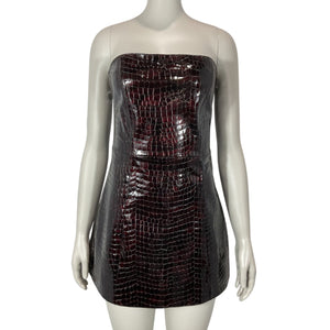 Retrofete Croc Embossed Port Merida Mini Dress Size S NWT