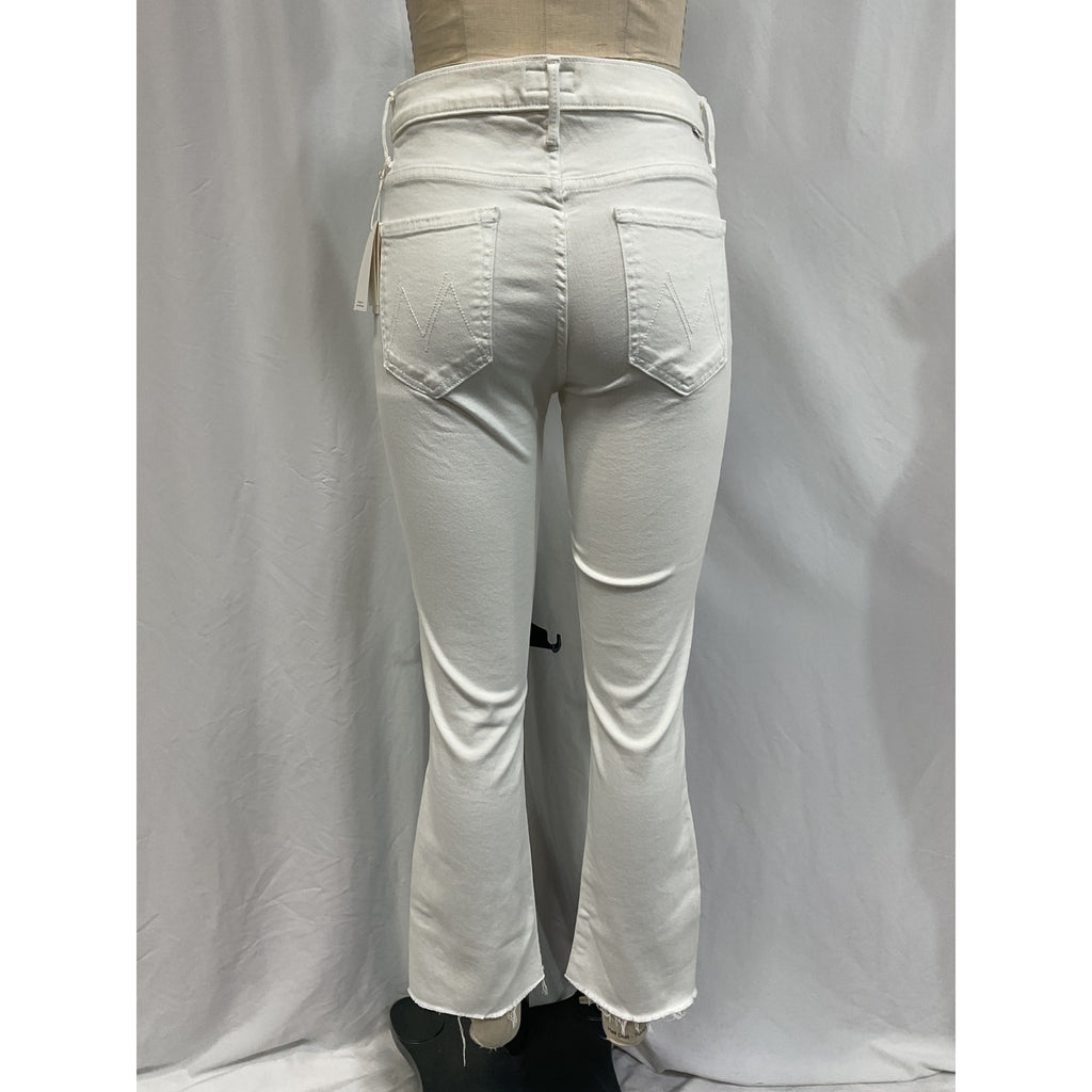 Mother Insider White Cotton Crop Step Fray Denim Jean Size 28 - NWT