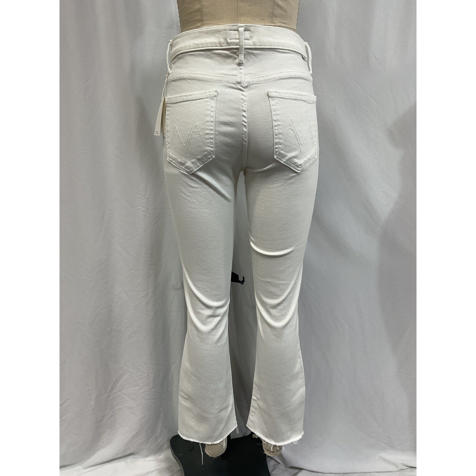 Mother Insider White Cotton Crop Step Fray Denim Jean Size 28 - NWT