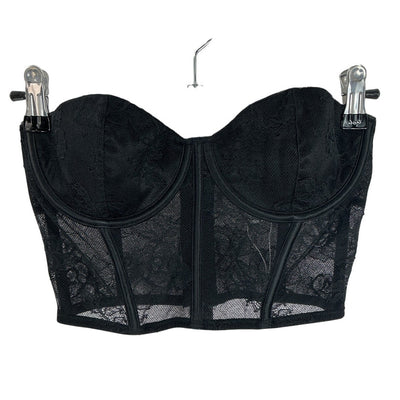 Fleur Du Mal Lace Black Bouquet Bustier Size 32 D