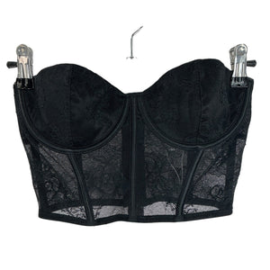 Fleur Du Mal Lace Black Bouquet Bustier Size 32 D