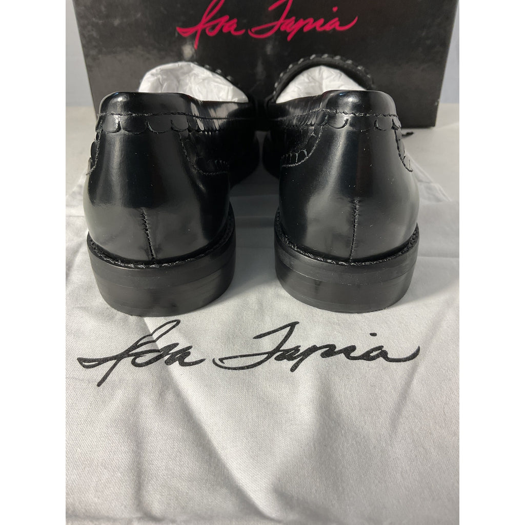 Loveshackfancy 'Isa' Black Leather Tapia Caroline Loafer Size 8