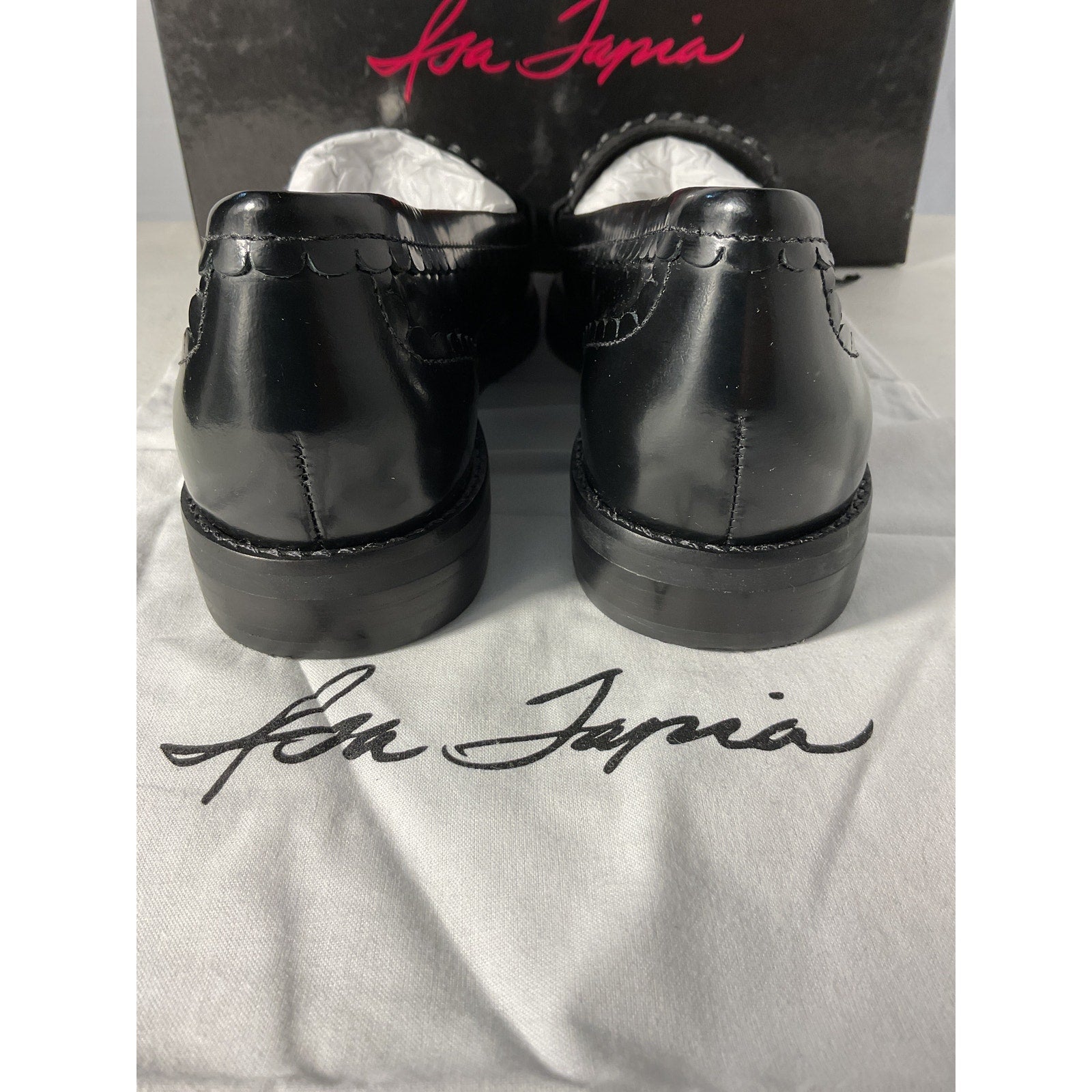 Loveshackfancy 'Isa' Black Leather Tapia Caroline Loafer Size 8