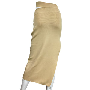 Michael Costello Chic Beige Cutout Knit Midi Skirt Size S