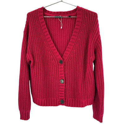 Atm Anthony Thomas Melillo Chunky Red V Neck Button Front Cardigan Size S / P