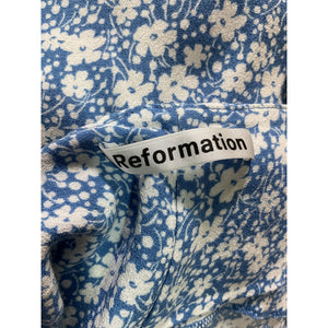 Reformation Floral Azul Simi Linen Dress Size M