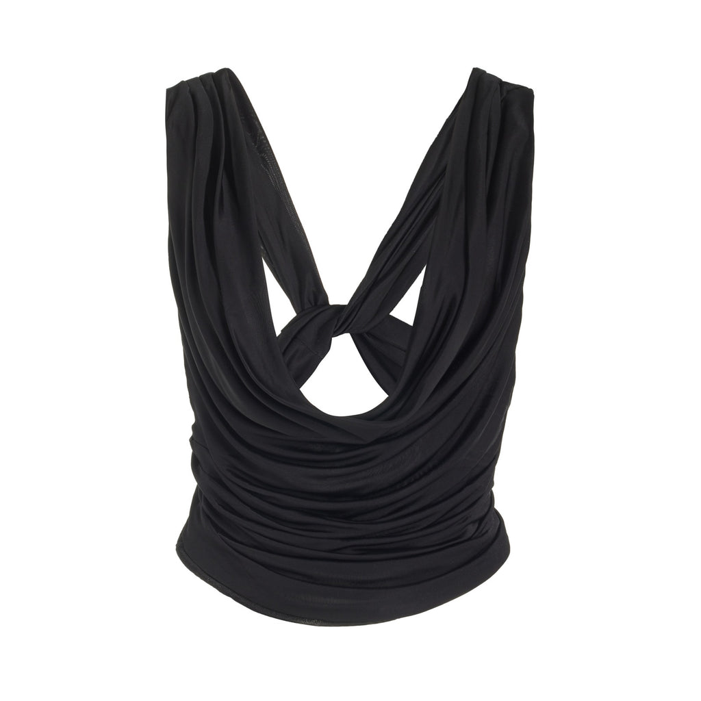 Gauge81 'Juara' Black Viscose Ruched Tank Top Size 34