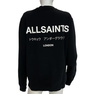 Allsaints Logo Jet Black Underground Sweatshirt Size M