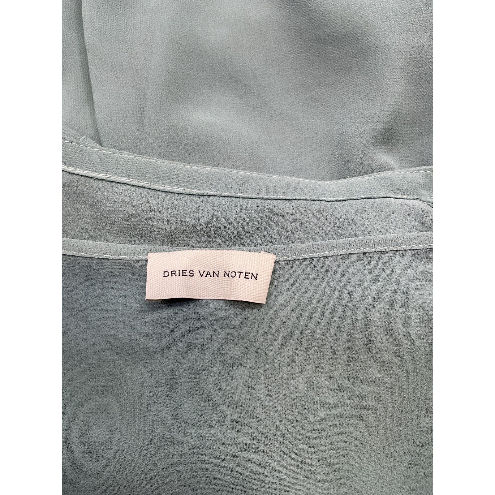 Dries Van Noten 'Clematis' Blue Polyester Ruffle Sleeveless Wrap Top Size 34