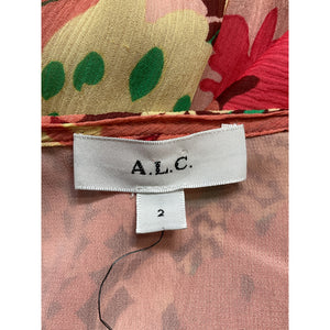 A.L.C. 'Dorian' Orange Crepe Halternekc Top Size 2