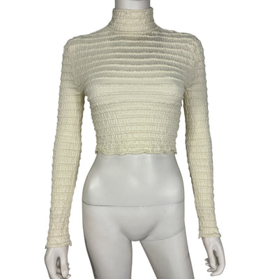 Dissh Textured Beige Hendrick Long Sleeve Knit Top Size XS