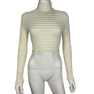Dissh Textured Beige Hendrick Long Sleeve Knit Top Size XS