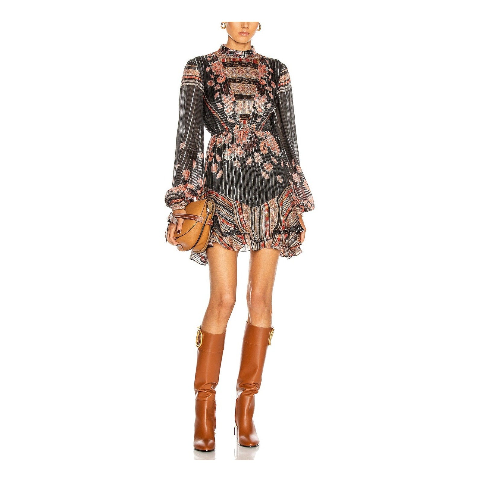 Hemant And Nandita 'Sion' Black Long Sleeve Mini Dress Size S
