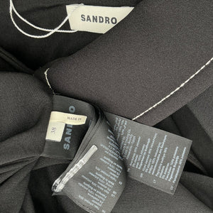 Sandro Sleeveless Black Peter Pan Collar Mini Dress Size 38