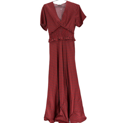 Sandro Elegant Red Scarf Print Maxi Size 4 Dress