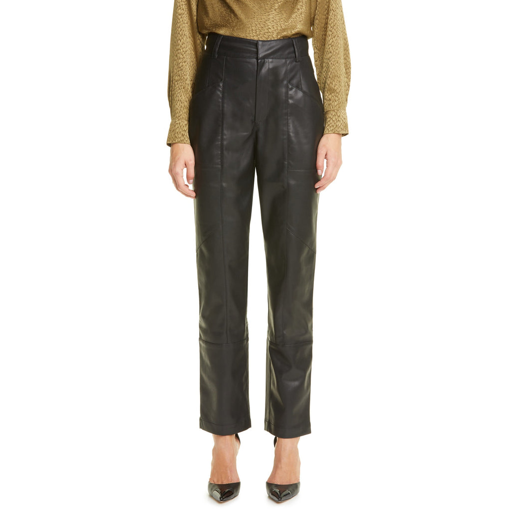 Ronny Kobo 'Katie' Black Faux Leather Crop Pants Size M