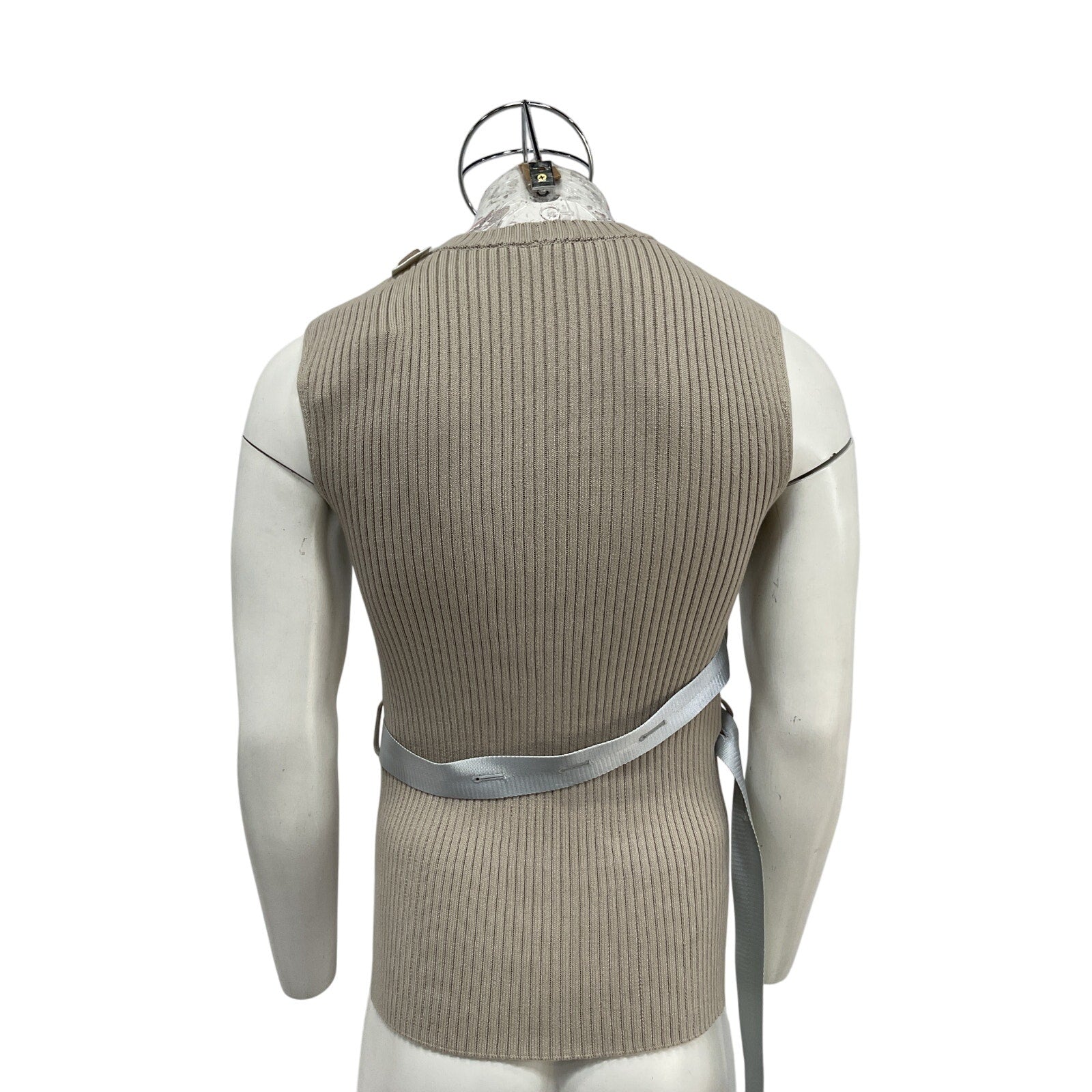 Helmut Lang Seatbelt Beige Cotton Tank Top Size L