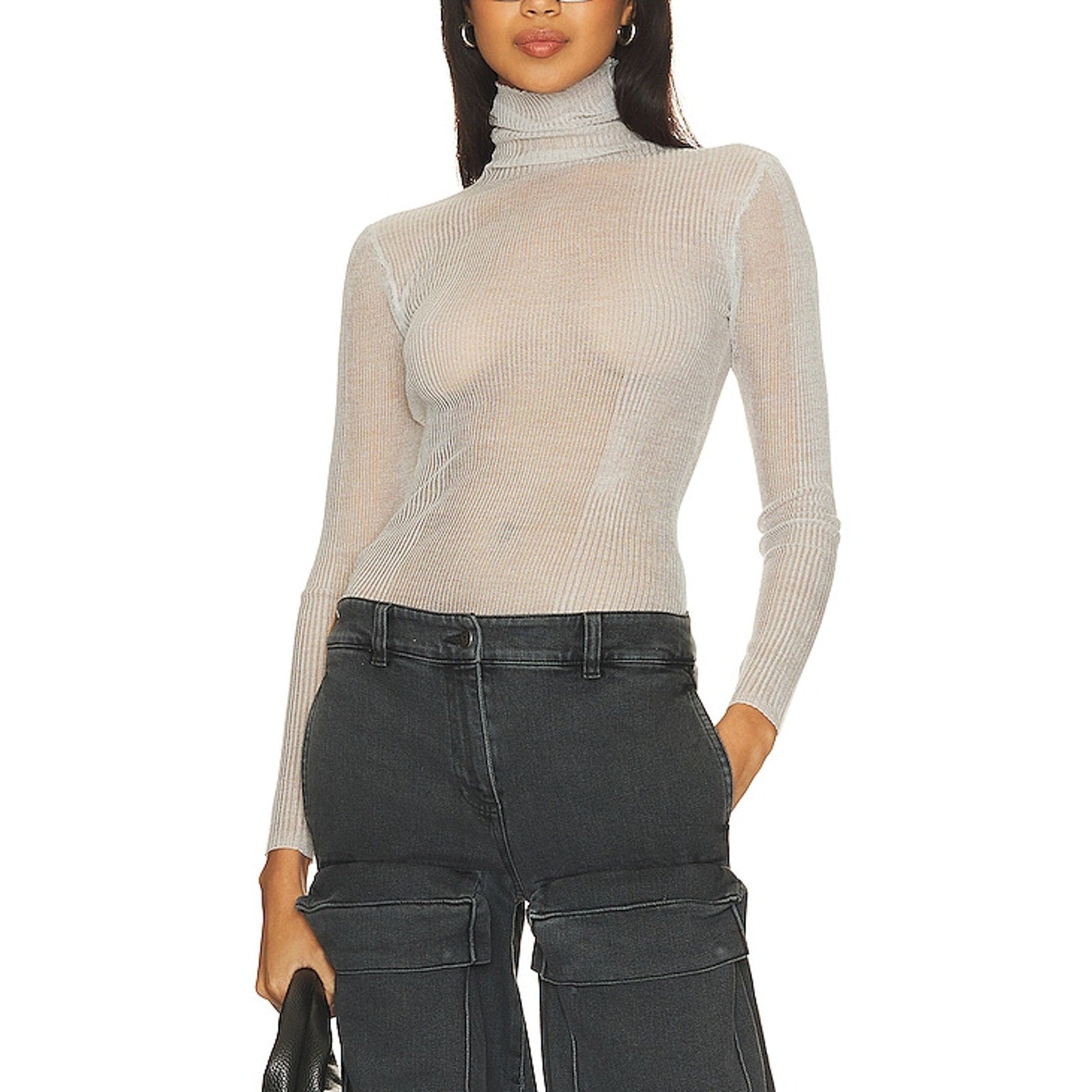 Ser.O.Ya 'Piper' Silver Turtleneck Sweater Size L