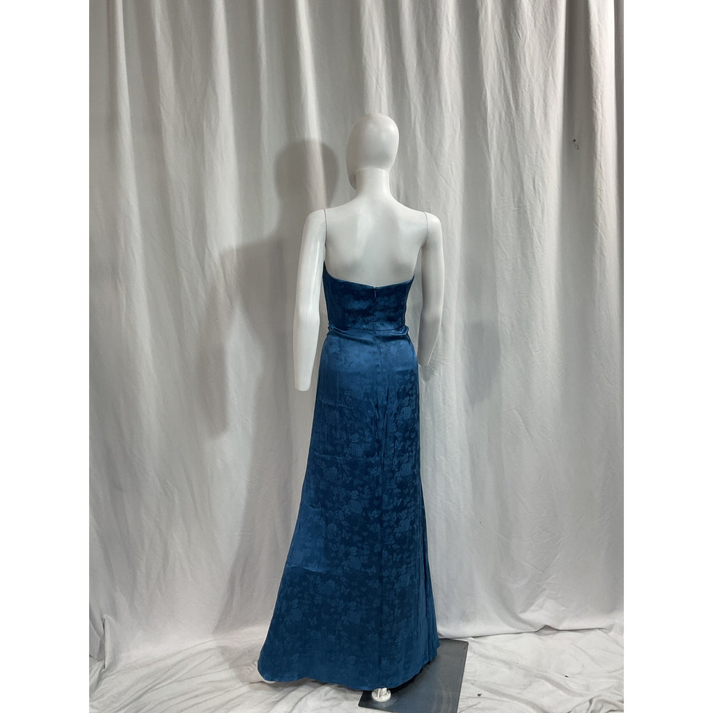 House Of Harlow 1960 x Revolve 'Veronika' Blue Satin Jacquard Maxi Gown Size M